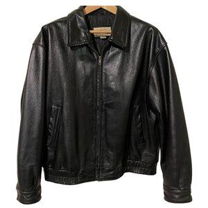 Vintage St. John's Bay Genuine Leather Men's Bomber Jacket Quilted Size XL